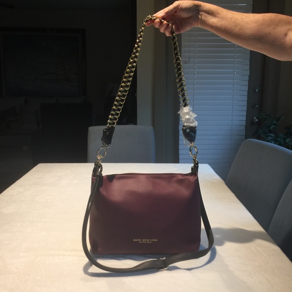 New Andrew Marc Burgundy Crossbody Shoulder Bag - Picture 2 of 12